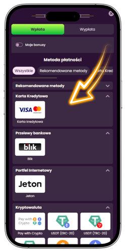 Bizzo Casino wpłata depozytu BLIK metody płatności